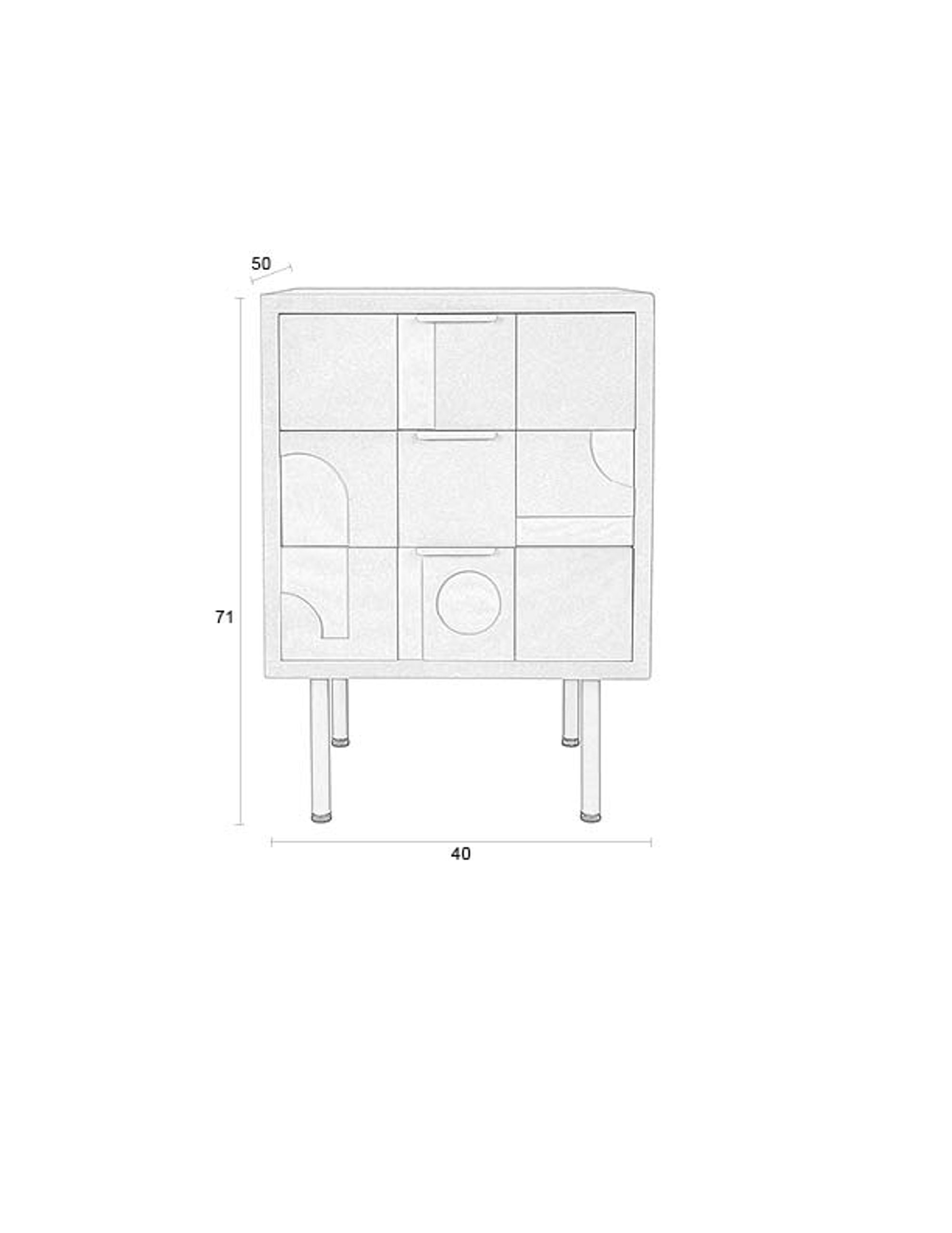 Funk Geometric Off White Bedside Table | 3 Drawers